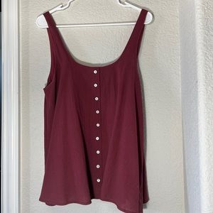 Merlot Lined tank, faux button up
